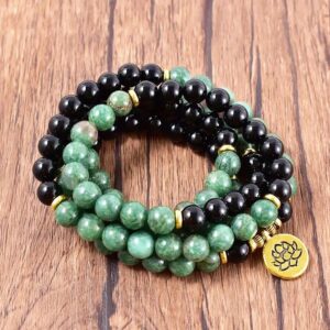 108 African Jade Beads Mala Bracelet Used as a Long Necklace or a Wrap Bracelet.