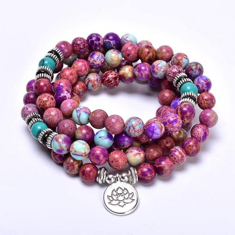 Natural Purple Imperial Jasper Mala - Image 4