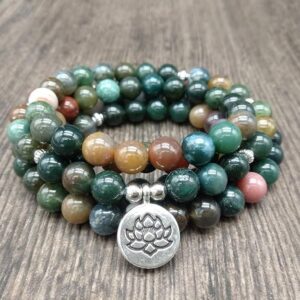 108 Natural Indian Agate Mala for Yoga Meditation