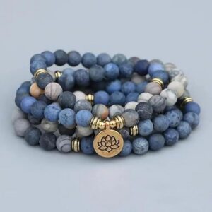 Natural Blue Picasso Jasper 6mm Round Smooth Beaded Handmade Prayer Mala