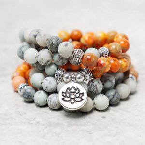 Natural Orange Sea Sediment Jasper Mala