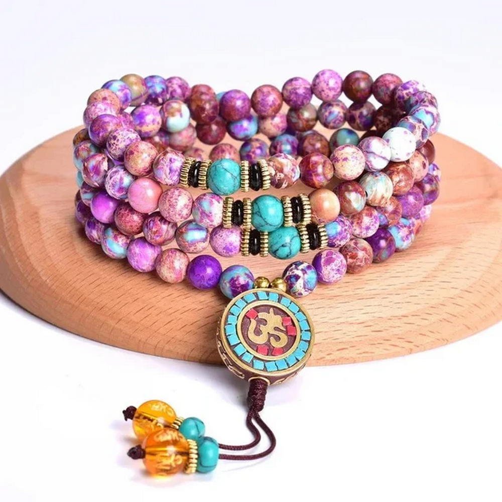 Natural Purple Imperial Jasper Mala - Image 2