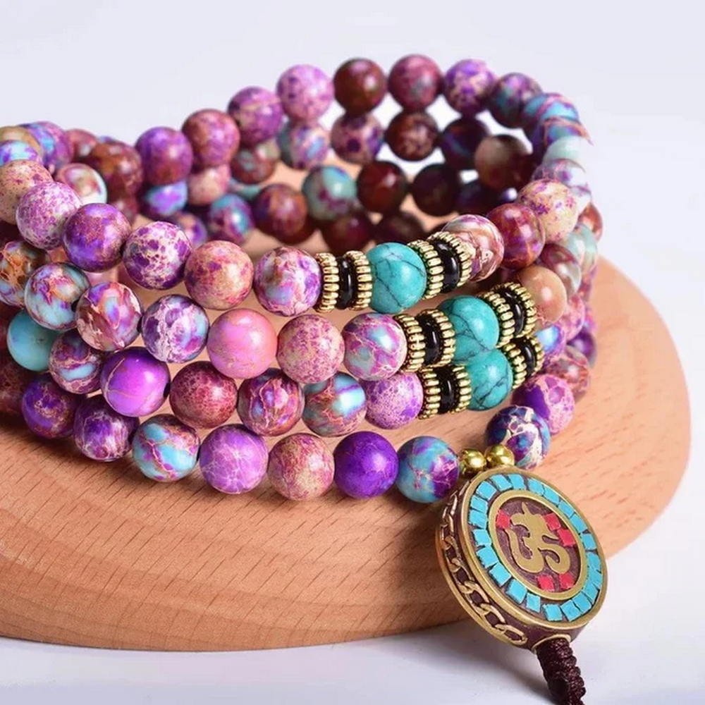 Natural Purple Imperial Jasper Mala - Image 3