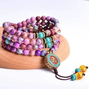 Natural Purple Imperial Jasper Mala